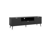 Mesa de tv nand con puertas y cajón 160x35x51cm - negro [en.casa]
