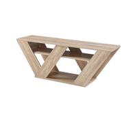 [en.casa] Mueble de TV 110 Mesa de TV con 2 Estantes para Dispositivos Multimedia Libros Fácil de Limpiar Original Diseño Trapezoidal Invertido Aglomerado 110x30x40 cm - Efecto Roble