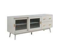 Mesa de tv susa con puertas corredoras de vidrio 160x40x65cm beige [en.casa]