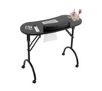 Mesa de uñas Mesa de manicura Mesa plegable portátil 90 x 40 x 72.5 cm con bolsa de aspiradora, almohadilla para la muñeca y bolsa de transporte impermeable - Negro