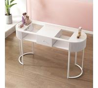 Mesa de uñas profesional moderna de madera, estación de manicura para salón de belleza y spa, con cajones y 3 estantes, equipo de tecnología de uñas ideal para uso en salones de belleza