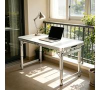 Mesa de utilidad Mesa plegable portátil para acampar con alturas ajustables Mesa para parrilla al aire libre Mesas tácticas plegables con asa de transporte acampar, picnic, fiesta(Blanco,100cm/3.3ft)