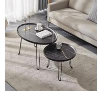 Mesa decorativa pequeña y moderna de mediados de siglo, marco de metal resistente y mesa de centro de madera de superficie ancha, mesa de cóctel versátil para sala de estar, comedor y decoración del