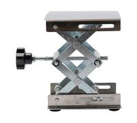 Mesa elevadora ajustable de acero inoxidable para laboratorio y carpintería, plataforma de elevación manual de tijera de altura 100 x 100 mm (rango de altura de 45-150 mm)