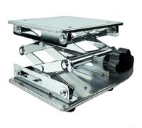 Mesa elevadora de laboratorio de acero inoxidable con plataforma de altura ajustable para instrumentos y dispositivos científicos, base estable, color negro, 100 x 100 mm (150 x 150 x 260 mm)