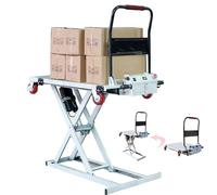 Mesa elevadora hidráulica de tijera, plataforma única eléctrica con ruedas, capacidad de 300 kg, para un manejo eficiente de materiales y organización del espacio de trabajo