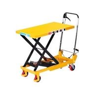 Mesa elevadora hidráulica manual con mecanismo de tijera, plataforma móvil ajustable de 0,7 a 1,5 m de altura para taller, almacén y uso industrial