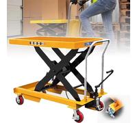 Mesa elevadora manual hidráulica - Plataforma elevadora móvil con ruedas universales y cilindro de aceite impermeable para almacén, taller y uso doméstico