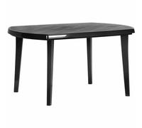 Mesa Elise 137x90cm Grafito Ovalado, Íntegramente de Plástico Impermeable,