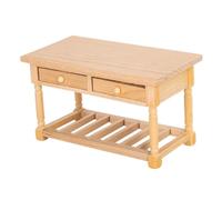 Mesa en miniatura de madera realista con cajón que se puede abrir, muebles a escala 1/12 para casas de muñecas, colección de modelos de escena de restaurante, mesa de comedor de madera en miniatura