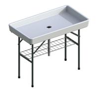 Mesa enfriadora de hielo plegable portátil con almacenamiento adicional y estante, ideal para fiestas al aire libre, barbacoas, camping y picnics, mesa de hielo ligera y práctica