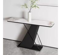 Mesa Entrada Recibidor Negra Estructura de Hierro Forjado Amplia Superficie Mesa de Entrada Recibidor 80 Cm Ideal para Recibidores, Oficinas(A,80 * 30 * 80cm)