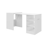 Mesa escritorio ashe de oficina en color blanco mate con 3 estantes retráctil en melamina 149x76x63 cm 149 cm