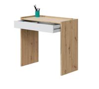 Habitdesign Mesa de Estudio con 1 Cajon, Mesa de Oficina o Escritorio, Modelo Noa, Acabado en Blanco Artik y Roble Nodi, Medidas: 81,5 cm (Largo) x 40 cm (Ancho) x 77 cm (Alto)