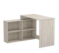 Mesa Escritorio con Estanteria Baja. Roble Shannon. De Estudio, Despacho, Ordenador O Dormitorio Juvenil. 2 Montajes