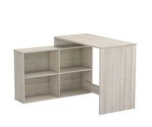 Mesa Escritorio con Estanteria Baja. Roble Shannon. De Estudio, Despacho, Ordenador O Dormitorio Juvenil. 2 Montajes