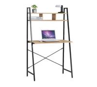 Miroytengo Mesa Escritorio con Estantería, Roble y Negro Oficina, Estantes y Estudio Simply 3 Huecos 86x142x46 cm