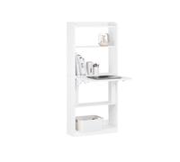 SoBuy Mesa Escritorio Mesa Gaming Plegable para Ordenador Escritorio Pequeño con Estantes de Almacenamiento Standing Desk con Almacenaje Blanco 64x58x145cm FWT92-H-W