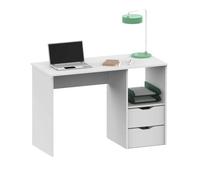 Mesa escritorio estudio oficina eko con 2 cajones en color blanco 76x115x50 cm