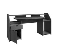 Mesa escritorio gaming grande con cajón y armario con puerta abatible en color gris con led 98x180x67 cm 92 cm