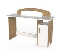 Mesa escritorio naili con armario infantil juvenil roble hamilton y blanco mate 135 cm 135 cm