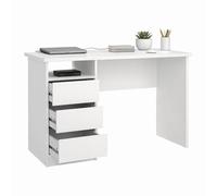 Mesa Escritorio para Ordenador Júcar White con 3 Cajones,Color Blanco, 110 x 49 x 76 cm