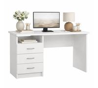 Mesa Escritorio para Ordenador Segre White con 3 Cajones, Color Blanco 121 x 49 x 73 cm