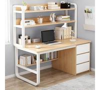 Mesa Escritorio Plegable Escritorio de computadora Plegable Escritorio de computadora Industrial con estantería Mesa de Estudio para Oficina en casa Estación de Trabajo con 3 cajones de Alma