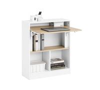 SoBuy FWT104 Mesa plegable con armario incorporado Mesa plegable con armario Mesa plegable Armario de escritorio BLANCO