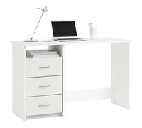 Mesa Escritorio Reversible 3 Cajones, Mesa Ordenador Juvenil, Mesa Despacho Blanco 123 cm