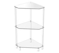 Mesa esquinera acrílica | Triángulo transparente de 3 niveles, 30 x 30 x 65 cm, resistente y ligera | Sala de estar, cocina, dormitorio, baño | Almacenamiento elegante para objetos pequeños