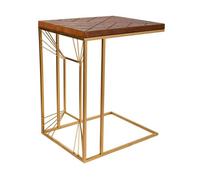 Mesa esquinera de madera y metal dorada 45x35x55