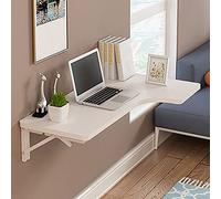 Mesa esquinera plegable en forma de L montada en la pared, banco de trabajo multifuncional para colgar en la computadora, escritorio de comedor para oficina en casa (blanco)