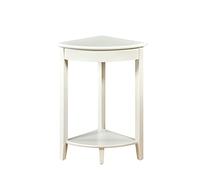 Mesa esquinera triangular de madera maciza de 2 niveles, estante final retro para cocina y comedor, elegante diseño de cactus blanco, solución de almacenamiento que ahorra espacio (73 cm)