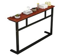 Mesa estrecha con almacenamiento detrás de la mesa del sofá, marco de acero resistente, mesa de entrada para pasillo, mesita de noche, cubierta de calentador (marrón, 120 x 80 x 20 cm)