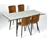 Mesa extensa whalen de mármol blanco bg dd + scargill suede nl 4 piezas mesa extensible efecto mármol blanco de 120-160 cm y 4 sillas estilo retro escandinavo.