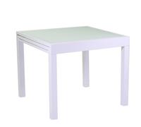 MESA EXTENSIBLE BLANCO 90/180X90 CM H 75 CM EN ALUMINIO MOD. BOISE