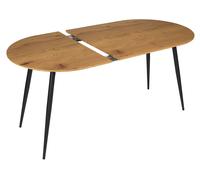Home Deco Factory Mesa de comedor extensible Oval (L x An x Al: 80 x 160 x 76 cm, Negro)