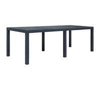 Mesa exterior de 220 x 90 x 72 cm, efecto ratán, mesa de jardín de plástico color antracita, moderna mesa de jardín para jardín, patio y balcón.