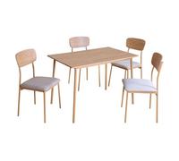 Mesa fija y 4 sillas salón comedor vex roble claro y champagne madera 110x76x70 cm 70 cm
