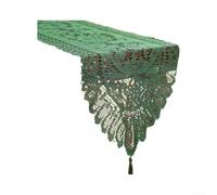 Mesa floral bohemia para camino, tela de malla transparente con borlas para comedor, mesa de café, decoración del hogar, colores festivos, 33 x 183 cm (verde, 33 x 91)
