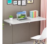 Mesa flotante blanca montada en la pared para espacios pequeños, escritorio plegable para barra de desayuno con mesa de escritura y estación de trabajo para juegos, ideal para cocina, dormitorio u