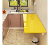 Mesa flotante de alta resistencia montada en la pared, escritorio plegable que ahorra espacio para cocina, comedor o lavandería, capacidad de carga de 70 kg, elegante escritorio de pared amarillo (100