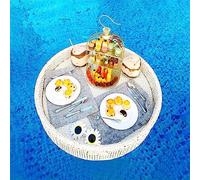 Mesa Flotante de Bar con Bandeja de Buffet para Piscina, Fiesta en la Playa, Desayuno, Flotador de Piscina para Adultos, Ideal para Bancos de Arena, spas, baños y Fiestas (Blanco, 80 x 80 x 20 cm)