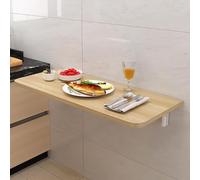 Mesa flotante plegable de madera de 100 x 40 cm, para ahorrar espacio, con hojas desplegables, para espacios pequeños, color nogal 90 x 30 cm