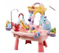 Mesa freática para niños, mesa de juegos acuáticos para niños pequeños, juguetes de arena 6 en 1 de doble capa con sistema de recirculación, juegos de tobogán y pesca, juguete sensorial para niñ.