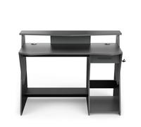 Mesa gaming skin en color gris y negro con 1 cajón y 1 gancho para los cascos 90x124x60 cm