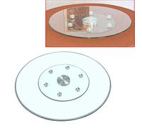 Mesa giratoria con Plato Giratorio Redondo Cristal Tipo Lazy Susan, Bandeja giratoria Cristal Templado 12 mm Espesor con Rueda Auxiliar Equilibrio, sin inclinación.