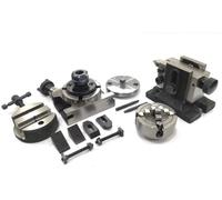 Mesa giratoria de 3 pulgadas/80 mm con adaptador ER16 COLLET, kit de abrazadera M6, tornillo de banco redondo, contrapunto y un portabrocas con placa trasera y tuercas de fijación (con portabrocas