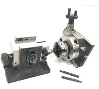 Mesa giratoria de 80 mm y portabrocas pequeños con placa trasera + pernos de fijación en T + contrapeso adecuado (con portabrocas autocentrante de 50 mm y 4 mandíbulas)